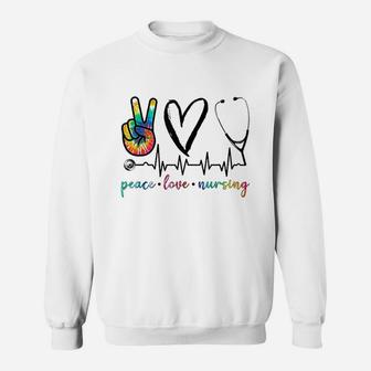 Peace Love Nurse Tie Dye Sweatshirt | Crazezy