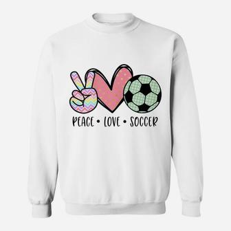 Peace Love Soccer Cute Design For Women Teen Girls Toddler Sweatshirt | Crazezy