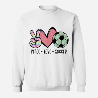 Peace Love Soccer Cute Design For Women Teen Girls Toddler Sweatshirt | Crazezy
