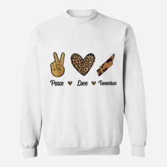 Peace Love Tennessee Leopard Flag Map Souvenirs Men Women Sweatshirt | Crazezy UK