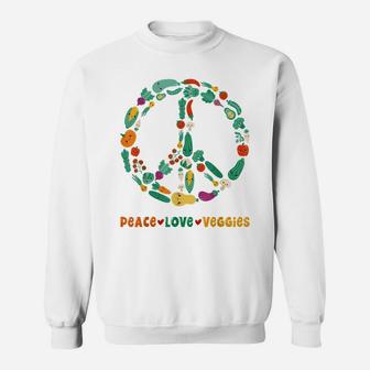 Peace Love Veggies Vegan Vegetarian Plant Based Veganism Sweatshirt | Crazezy DE