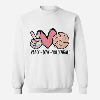 Peace Love Volleyball Cute Design For Women Teen Little Girl Sweatshirt | Crazezy