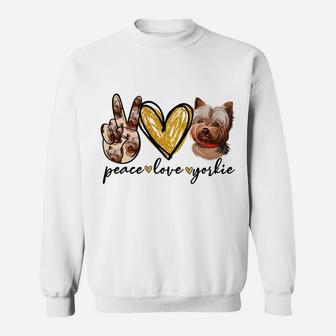 Peace Love Yorkie Dog Lovers Yorkshire Terrier Dad Mom Gift Sweatshirt | Crazezy AU