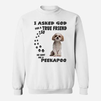 Peekapoo Saying Mom Dad Costume, Cute Poodle Pekingese Dog Sweatshirt | Crazezy DE