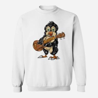Penguin Bass Guitarist Gifts Animal Guitar Sweatshirt | Crazezy