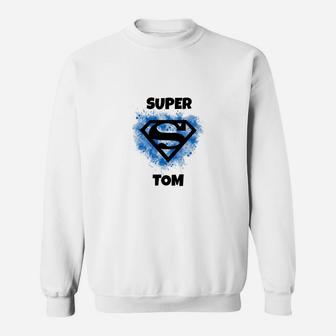 Personalisiertes Superhelden-Sweatshirt mit Namen 'SUPER TOM', Einzigartiges Design - Seseable
