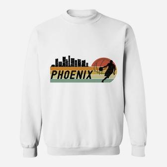 Phoenix Az Cityscape Retro Sun - Basketball Fans Sweatshirt | Crazezy