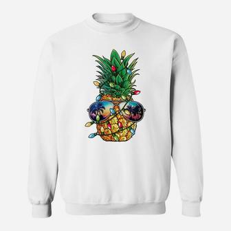 Pineapple Christmas Tree Lights Xmas Men Gifts Sunglasses Sweatshirt Sweatshirt | Crazezy