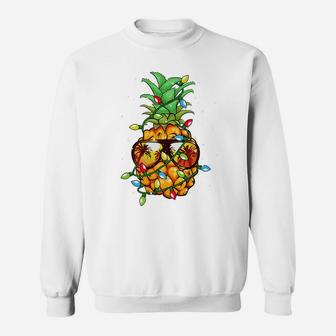 Pineapple Christmas Wear Sunglasses Xmas Lights Boys Gifts Sweatshirt | Crazezy CA