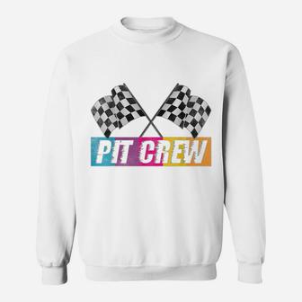 Pit Crew Race Car Party Checkered Flag Car Racing Party Gift Sweatshirt | Crazezy