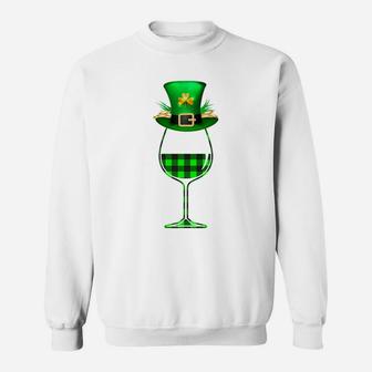 Plaid Irish Wine Glass Patrick Day Gif Sweatshirt - Thegiftio UK