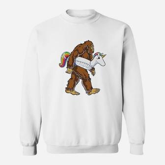 Pool Party Bigfoot Unicorn Sasquatch Float Rainbow Sweatshirt - Thegiftio UK