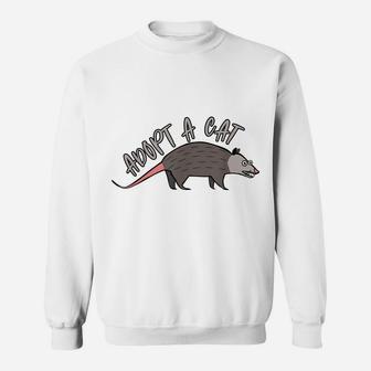 Possum Adopt A Cat Ugly Opossum Lovers Vintage Gift Sweatshirt | Crazezy CA
