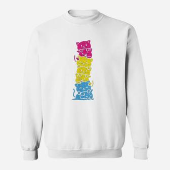 Pride Cat Stack Cute Pan Flag Sweatshirt | Crazezy