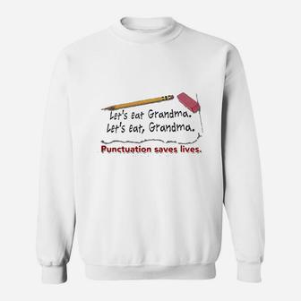 Punctuation Saves Lives Light Sweatshirt | Crazezy