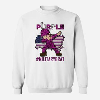 Purple Up Dabbing Military Brat Child Month American Flag Sweatshirt | Crazezy