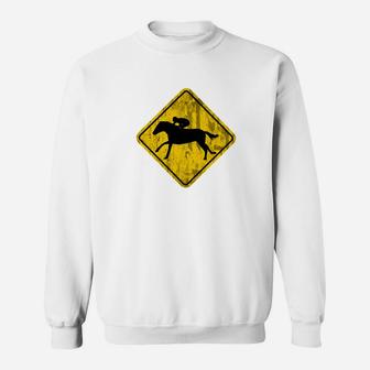 Race Horse Crossing Funny Derby Distressed Sweatshirt - Thegiftio UK