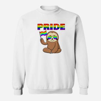 Rainbow Flag Pride Sloth Gay Pride Ally Lgbt Trans Sweatshirt - Thegiftio