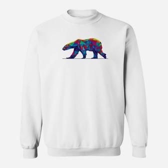 Rainbow Geometric Polar Bear Soft Animal Sweatshirt - Thegiftio UK