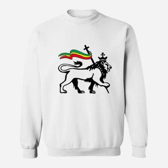 Rasta Lion Of Judah Rastafarian Reggae Lion And Christian Sweatshirt - Thegiftio UK
