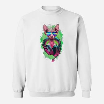 Rave Sphynx Edm Kitty Dj Kitten Cat Hairless Lovers Owner Sweatshirt | Crazezy CA