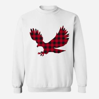 Red Plaid Bald Eagle Xmas Matching Buffalo Family Pajama Sweatshirt | Crazezy CA