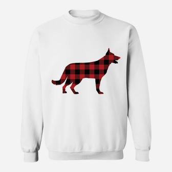 Red Plaid German Shepherd Dog Xmas Matching Family Christmas Sweatshirt Sweatshirt | Crazezy UK