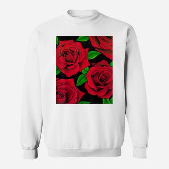 Red Roses Blooming Flower Sweatshirt | Crazezy UK