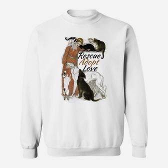Rescue Adopt Love Funny As Dog Or Cat Lover Gift Sweatshirt | Crazezy