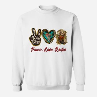 Retro Peace Love Rodeo Cowboy Boots Western Country Cowgirl Sweatshirt | Crazezy