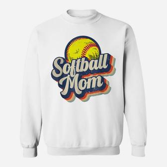 Retro Softball Mom Funny Vintage Softball Mom Mother's Sweatshirt | Crazezy CA