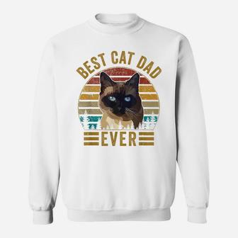 Retro Vintage Best Cat Dad Ever Fathers Day Siamese Cat Gift Sweatshirt | Crazezy
