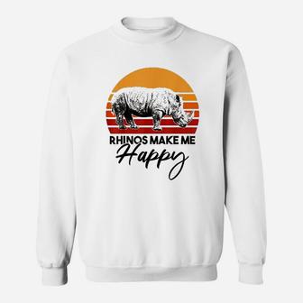 Rhinos Make Me Happy Vintage Sweatshirt | Crazezy