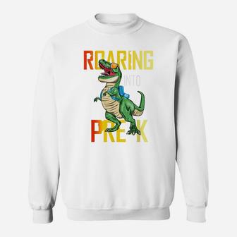 Roaring Into Pre-K T Rex Dinosaur Back To School Boys Sweatshirt | Crazezy AU