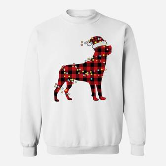 Rottweiler Christmas Red Plaid Buffalo Pajamas Xmas Dog Gift Sweatshirt | Crazezy
