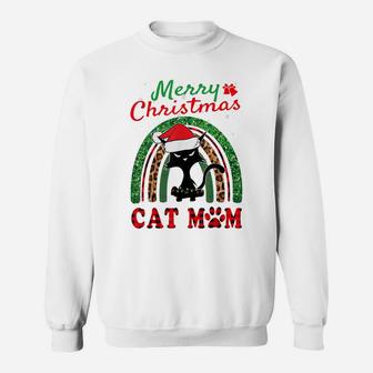 Santa Cat Mom Boho Rainbow Funny Christmas Xmas Sweatshirt | Crazezy UK