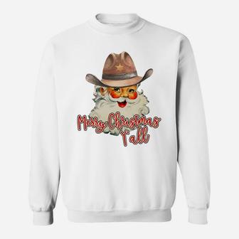 Santa Claus Merry Christmas Y'all Western Country Cowboy Sweatshirt | Crazezy DE