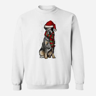 Santa Hat Xmas Australian Cattle Dog Ugly Christmas Sweatshirt Sweatshirt | Crazezy