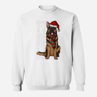 Santa Hat Xmas German Shepherd Ugly Christmas Sweatshirt | Crazezy