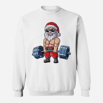 Santa Weightlifting Christmas Fitness Gym Deadlift Xmas Men Sweatshirt | Crazezy DE