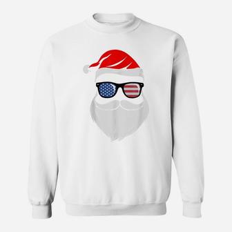 Santa With American Sunglasses Christmas Pajamas For Family Sweatshirt | Crazezy