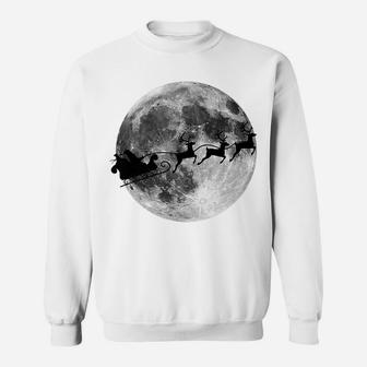 Santa's Sleigh In Front Of Full Moon Graphic Christmas Sweatshirt | Crazezy DE