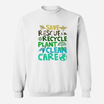 Save Bees Rescue Animals Recycle Plastict Earth Day Gifts Sweatshirt | Crazezy DE