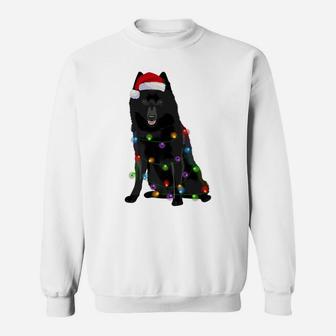 Schipperke Christmas Lights Xmas Dog Lover Santa Hat Sweatshirt | Crazezy AU
