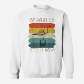 Seagulls Stop It Now Bird Lover 80S Retro Funny Seagulls Sweatshirt | Crazezy UK