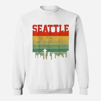Seattle Skyline Vintage Washington Sweatshirt | Crazezy CA