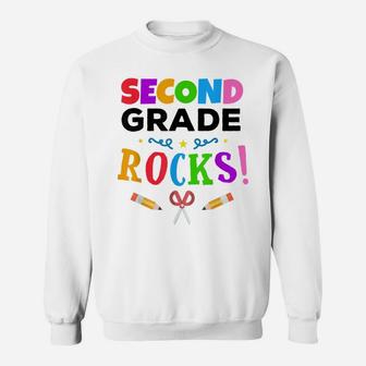 Second Grade Rocks First Day Of School Tee Sweatshirt | Crazezy CA