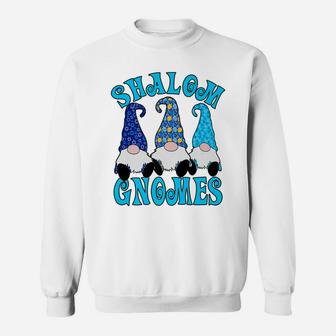Shalom Gnomes 3 Hanukkah Gnomes Elves Cute Blue Hats Sweatshirt | Crazezy