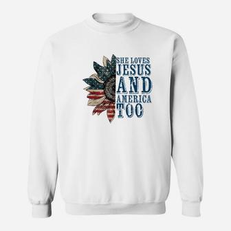 She Love Jesus And America Too, Flower America Flag Sweatshirt | Crazezy UK