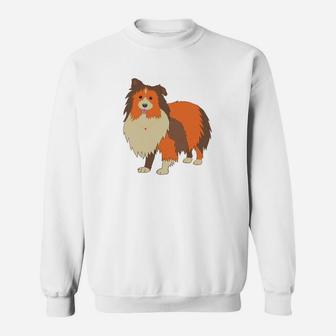 Sheltie Hund Grafik Sweatshirt für Herren in Weiß, Tierliebhaber Design - Seseable